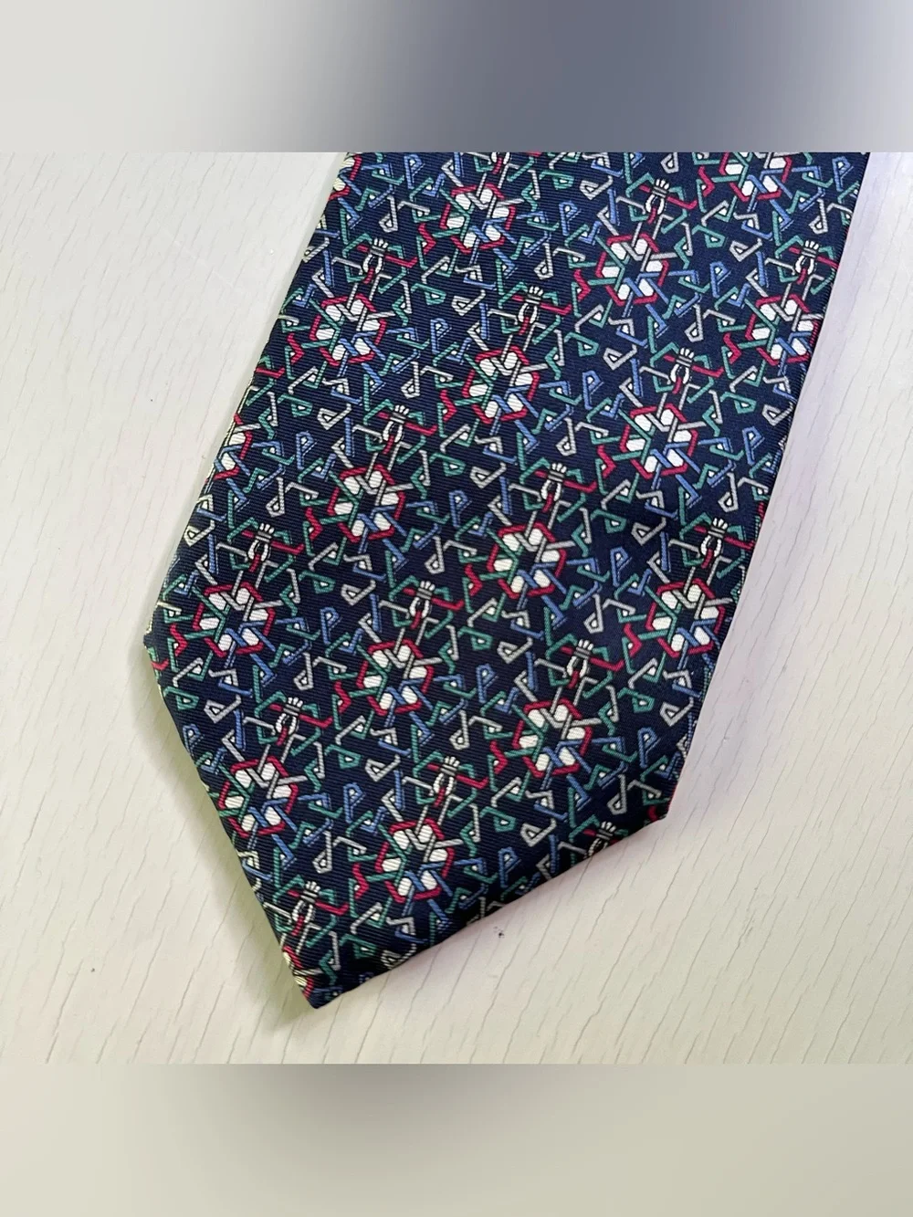 VTG Christian Dior Monsieur Men's Silk Geometric Printed Necktie